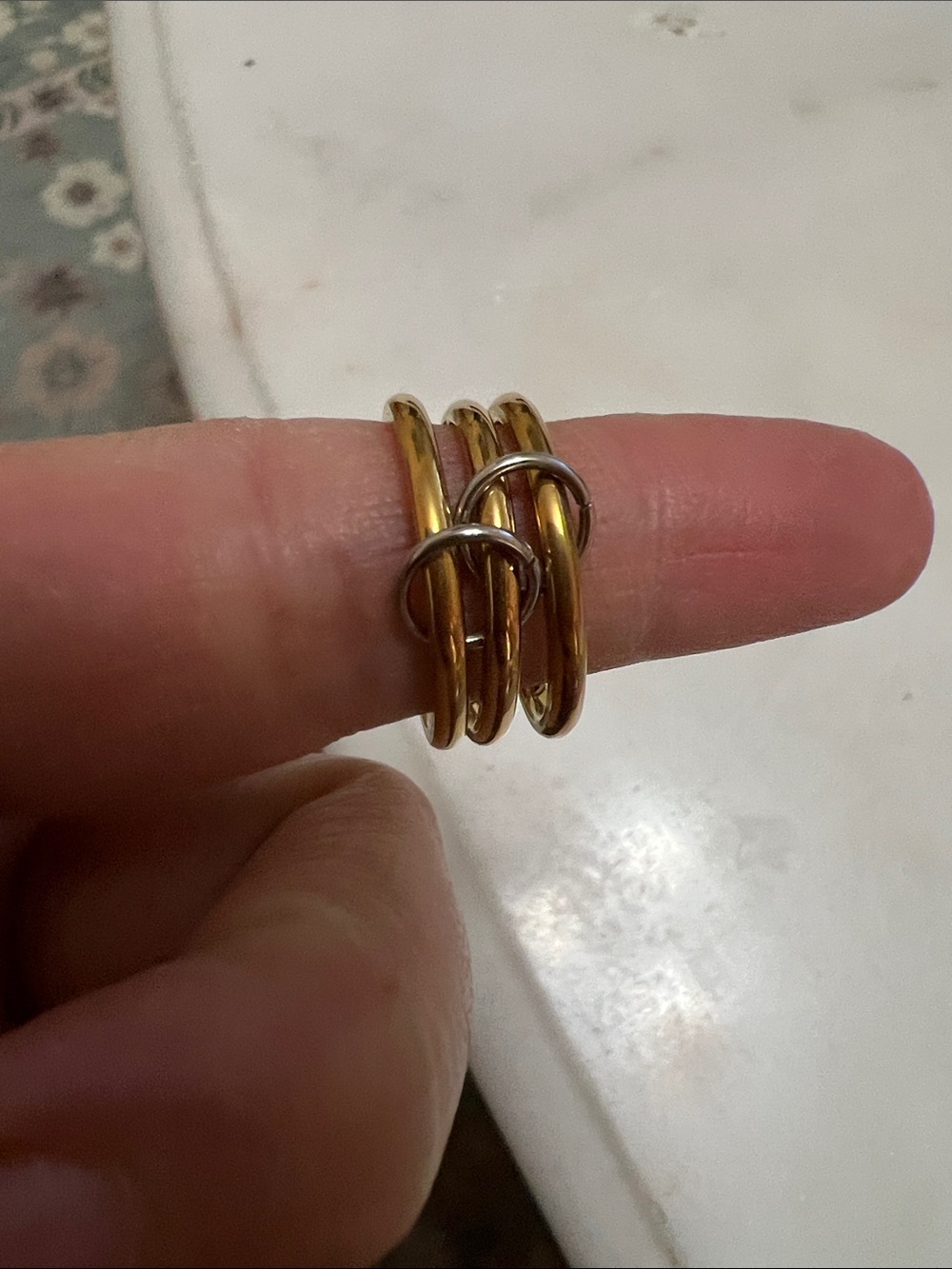 Mixed Metal Triple-Band Stacking Ring in Gold and Silver